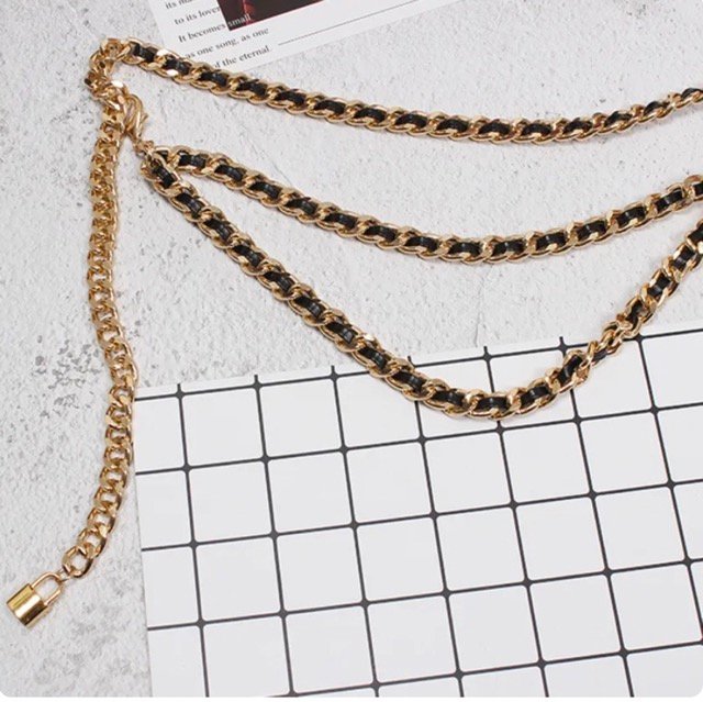 gold weaved chain belt